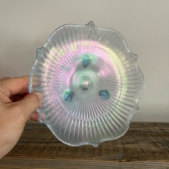 Fenton blue carnival glass candy dish - Picture 4 of 6